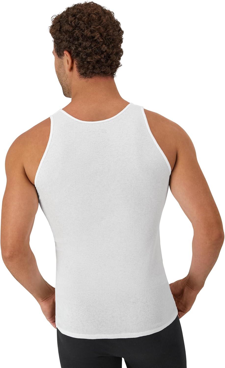 imageHanes Mens Tank Top Undershirt Pack MoistureWicking Cotton Ribbed Tanks for Men MultiPack White or BlackGrayWhite  12 Pack