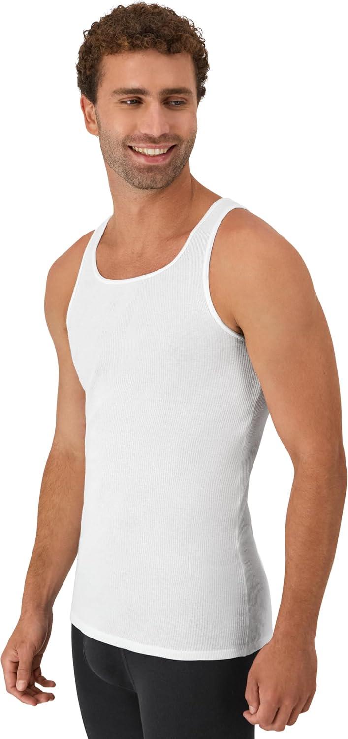imageHanes Mens Tank Top Undershirt Pack MoistureWicking Cotton Ribbed Tanks for Men MultiPack White or BlackGrayWhite  12 Pack