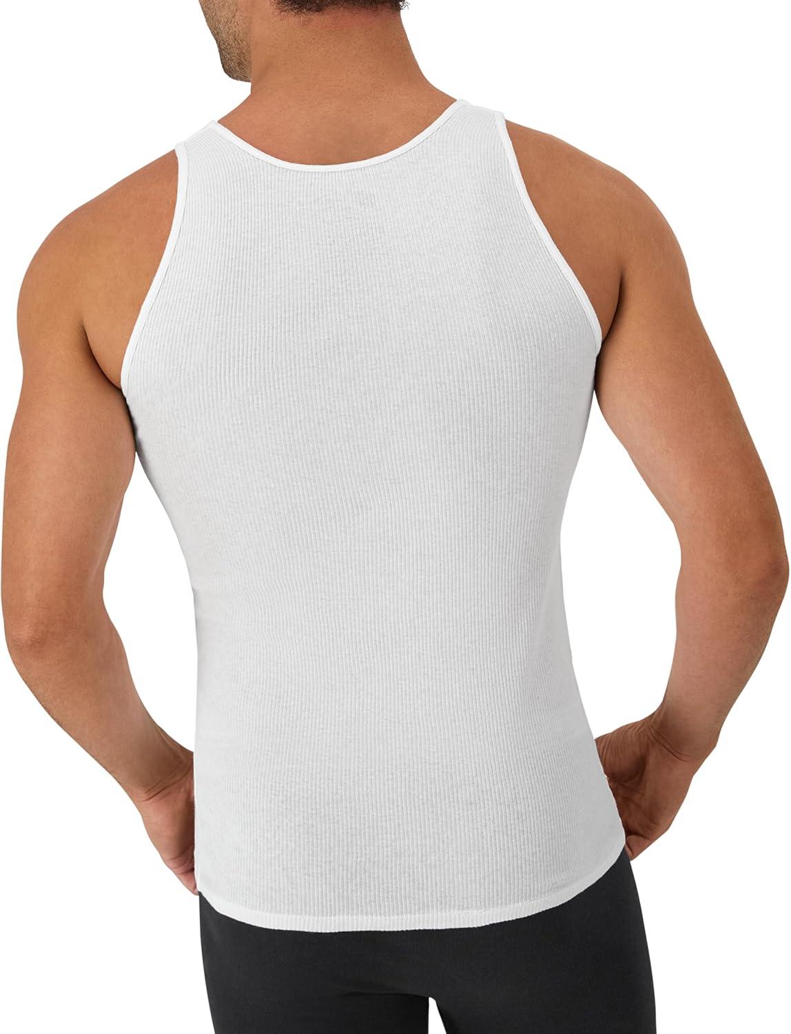 imageHanes Mens Tank Top Undershirt Pack MoistureWicking Cotton Ribbed Tanks for Men MultiPack White or BlackGrayWhite  6 Pack