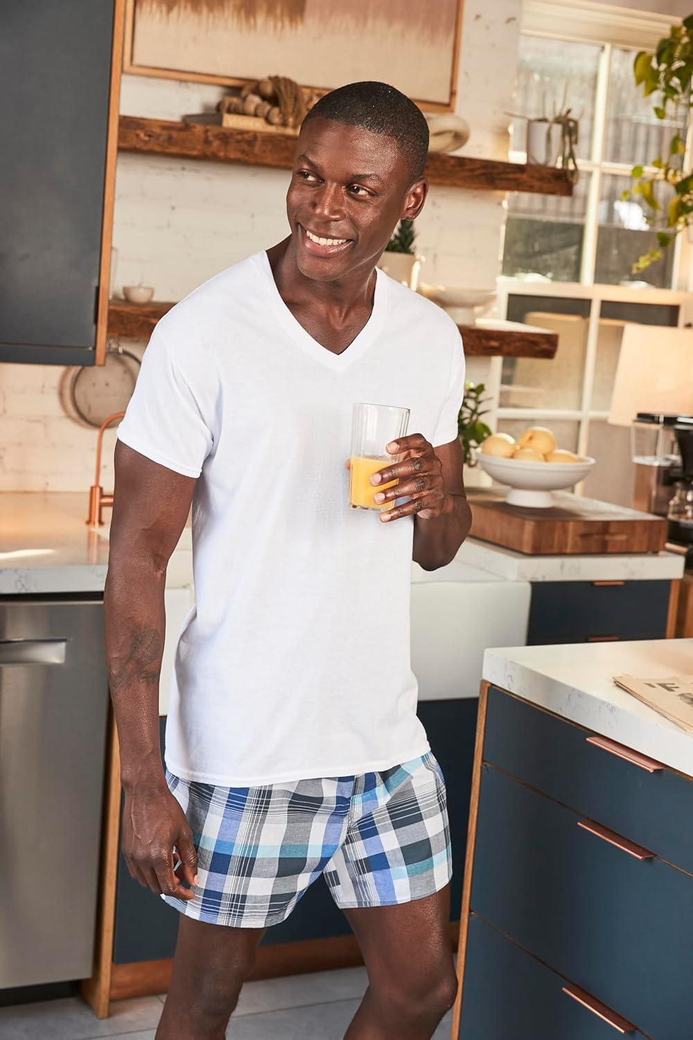 imageHanes Mens Undershirts TShirt Pack VNeck Cotton Tees for Men MoistureWicking Odor Control White MultiPackWhite  12 Pack