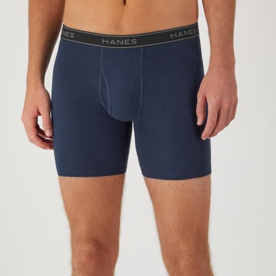 imageHanes Mens Underwear Boxer Briefs Pack Cool amp Breathable Cotton MoistureWicking Underwear for Men No Ride UpBlackBlueGreen  12 Pack