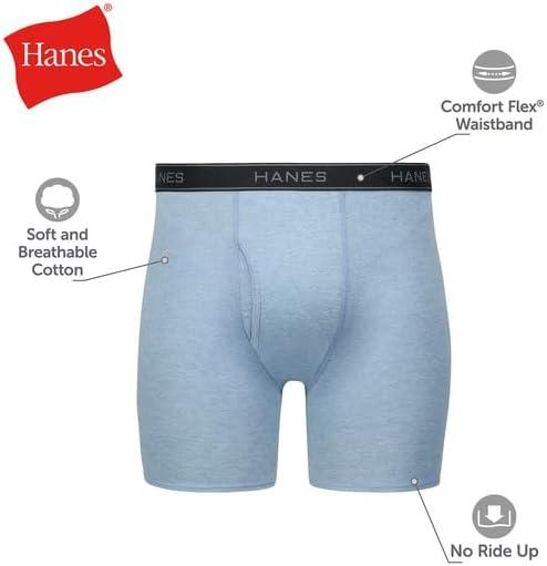 imageHanes Mens Underwear Boxer Briefs Pack Cool amp Breathable Cotton MoistureWicking Underwear for Men No Ride UpBlackBlueGreen  12 Pack