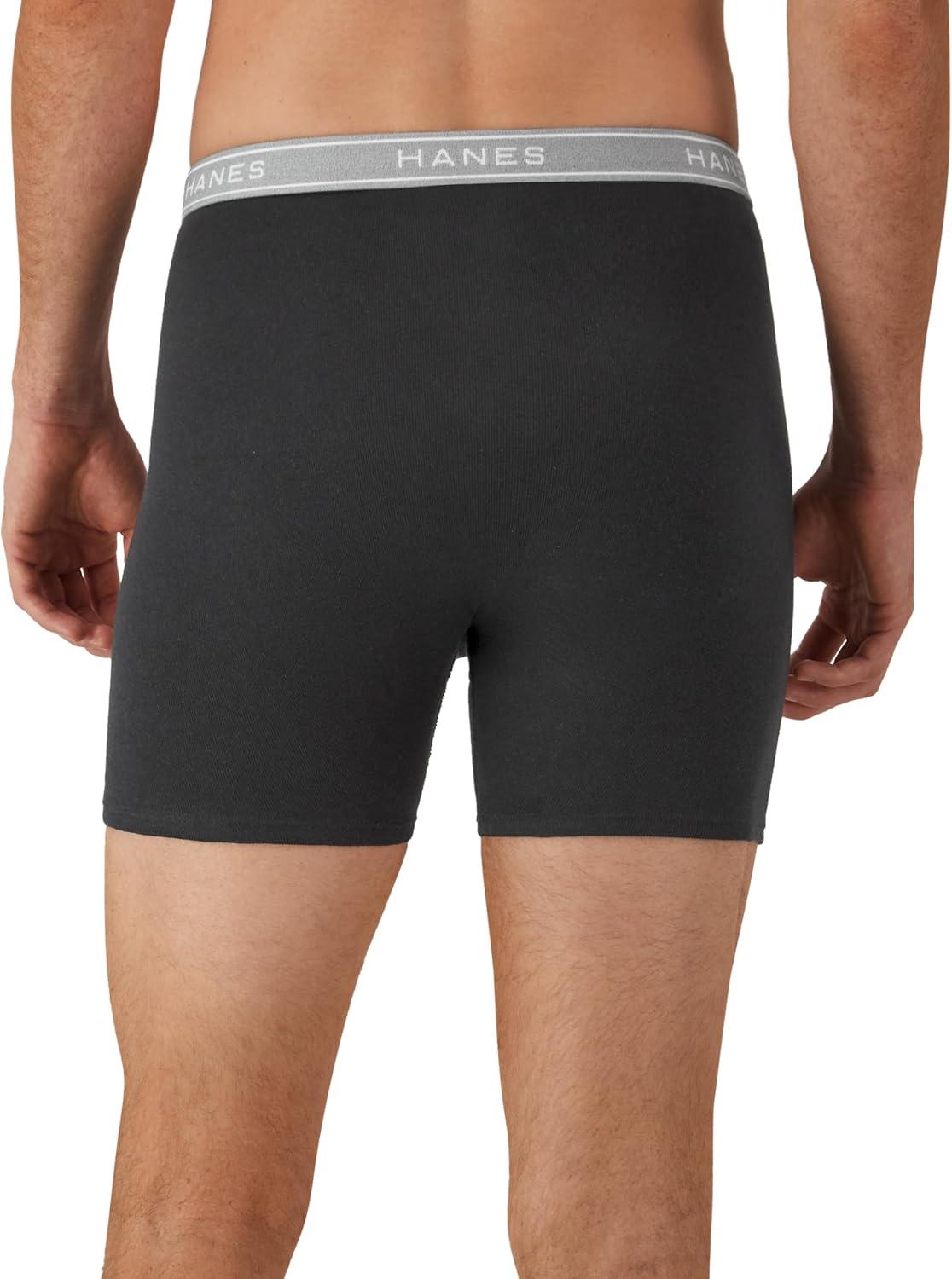 imageHanes Mens Underwear Boxer Briefs Pack Cool amp Breathable Cotton MoistureWicking Underwear for Men No Ride UpBlackGray  12 Pack