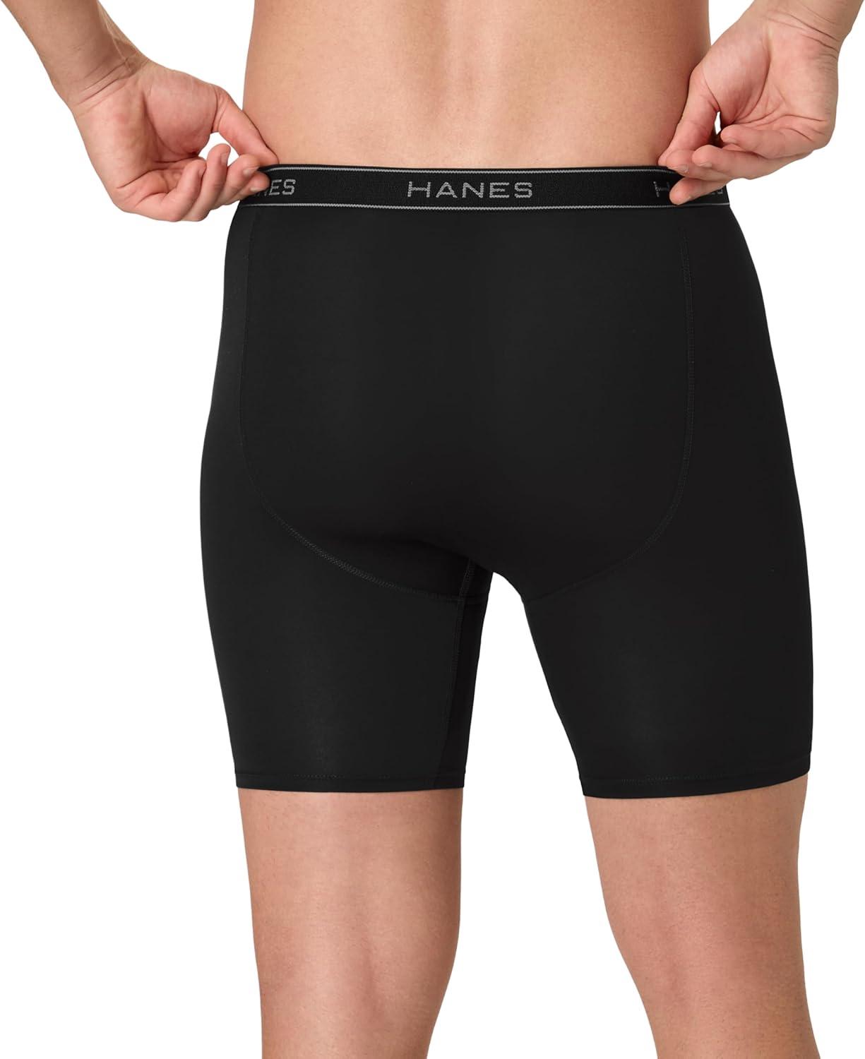 imageHanes Mens Underwear Boxer Pack Performance Stretch Underwear Moisturewicking Boxer for Men 6packBlack