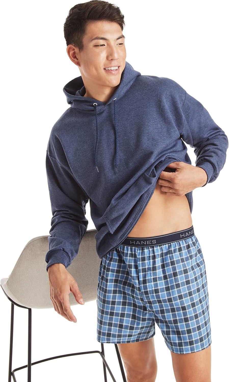 imageHanes Mens Underwear Boxers Pack Cool amp Breathable Cotton Underwear MoistureWicking Boxers for MenAssorted