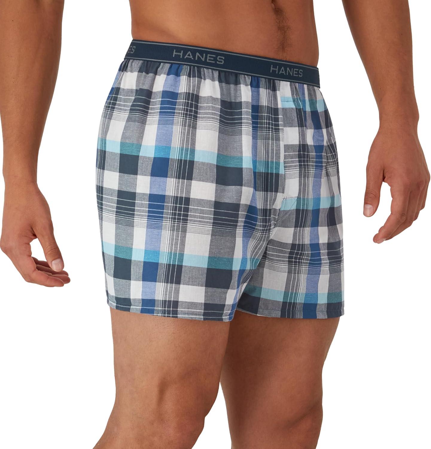 imageHanes Mens Underwear Boxers Pack Cool amp Breathable Cotton Underwear MoistureWicking Boxers for MenAssorted