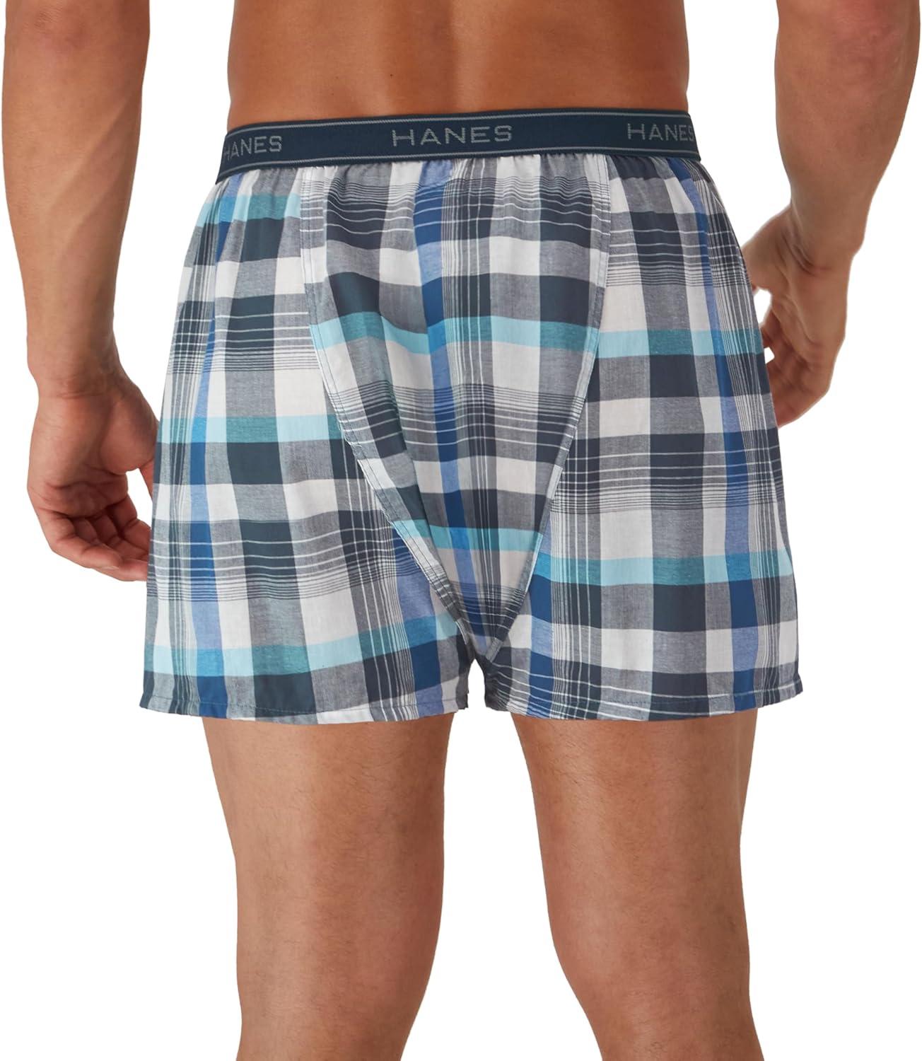 imageHanes Mens Underwear Boxers Pack Cool amp Breathable Cotton Underwear MoistureWicking Boxers for MenAssorted