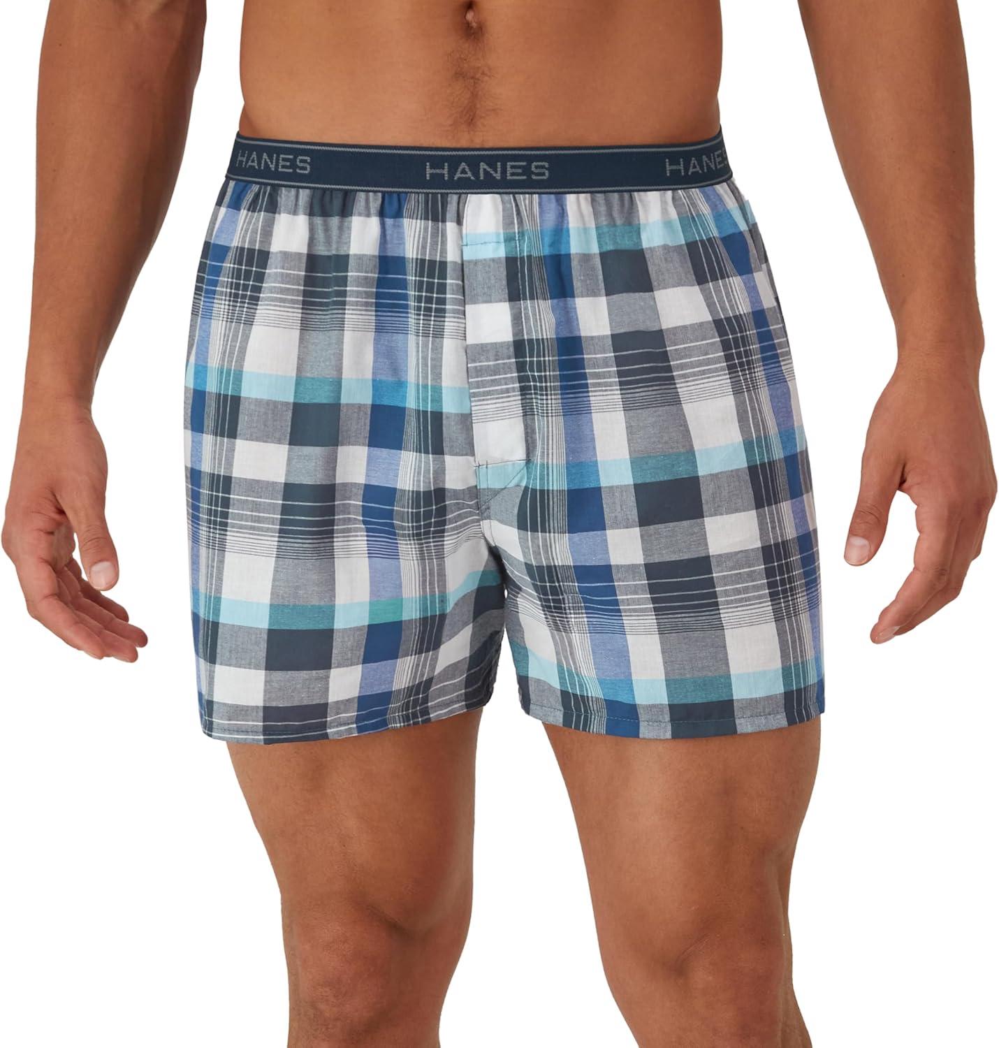 imageHanes Mens Underwear Boxers Pack Cool amp Breathable Cotton Underwear MoistureWicking Boxers for MenAssorted