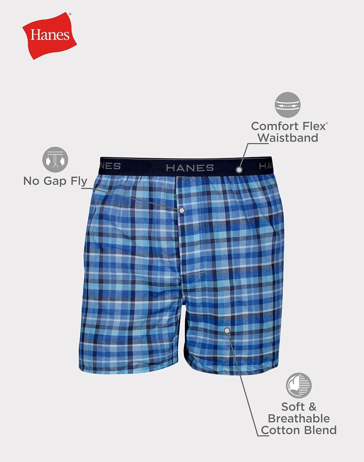 imageHanes Mens Underwear Boxers Pack Cool amp Breathable Cotton Underwear MoistureWicking Boxers for MenAssorted