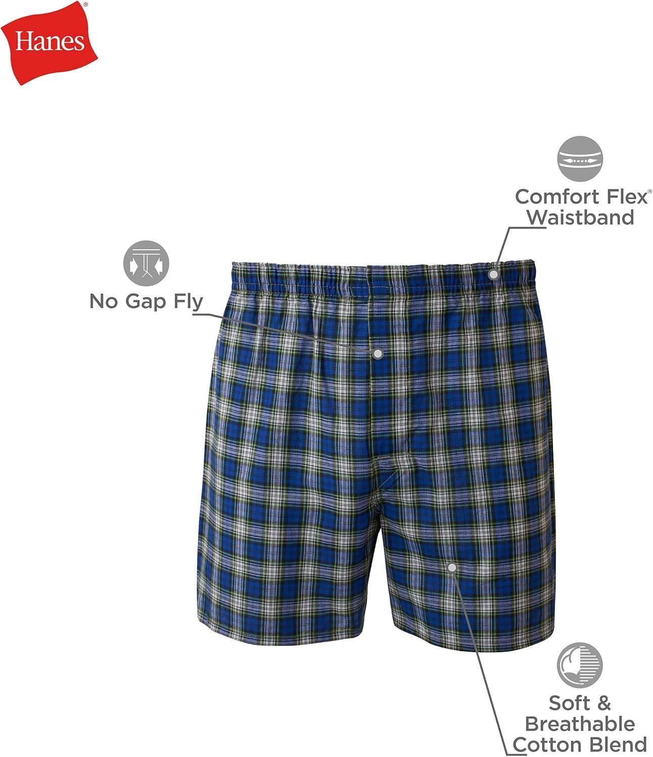 imageHanes Mens Underwear Boxers Pack Cool amp Breathable Cotton Underwear MoistureWicking Boxers for MenAssorted Plaid