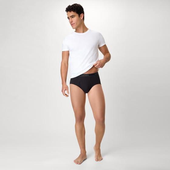 imageHanes Mens Underwear Brief Pack Cotton MidRise Briefs Moisture Wicking 6 9 amp 12 PacksBlack  12 Pack