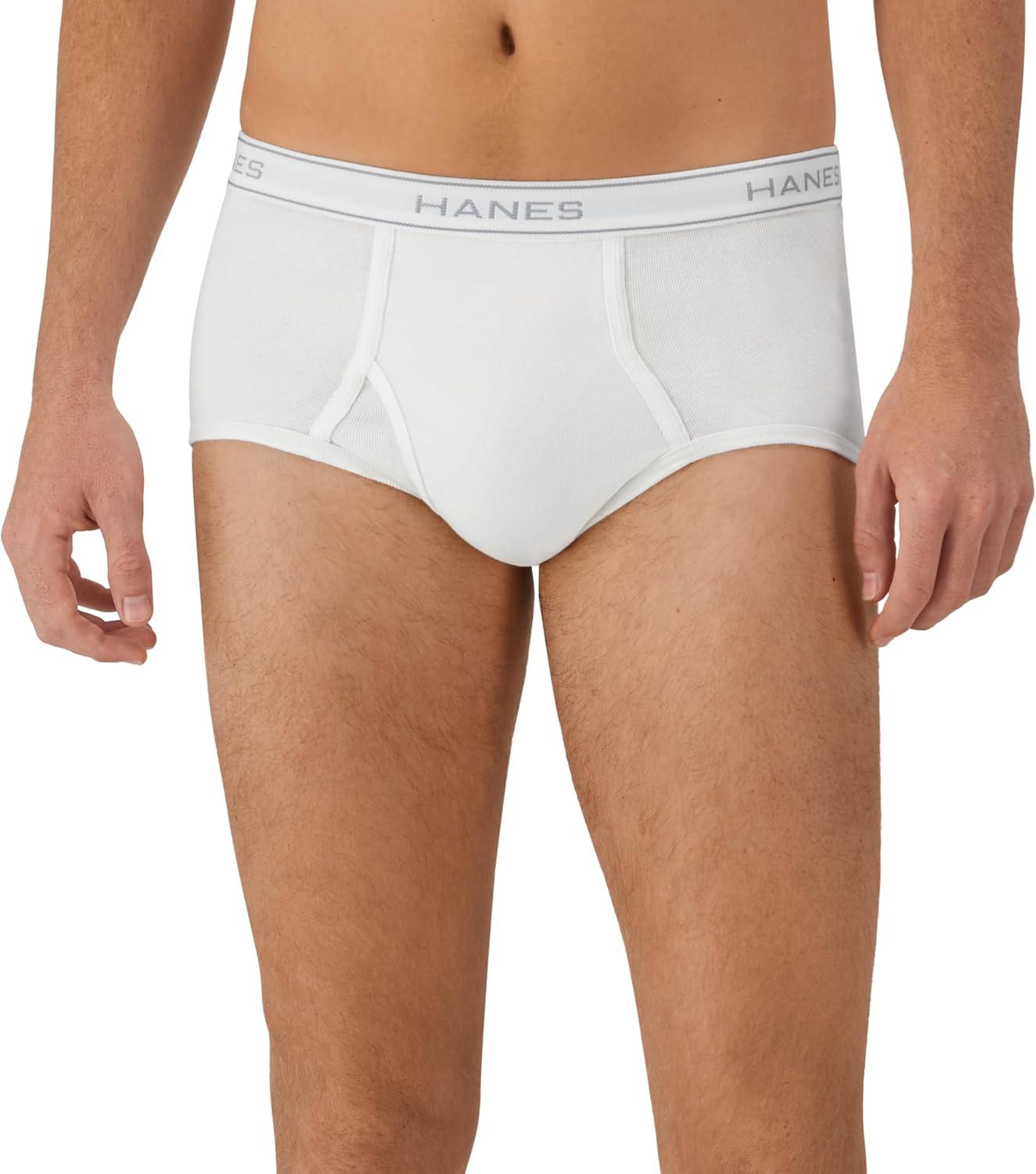 imageHanes Mens Underwear Brief Pack Full Rise Cotton Briefs MoistureWicking Underwear White MultipackWhite  12 Pack