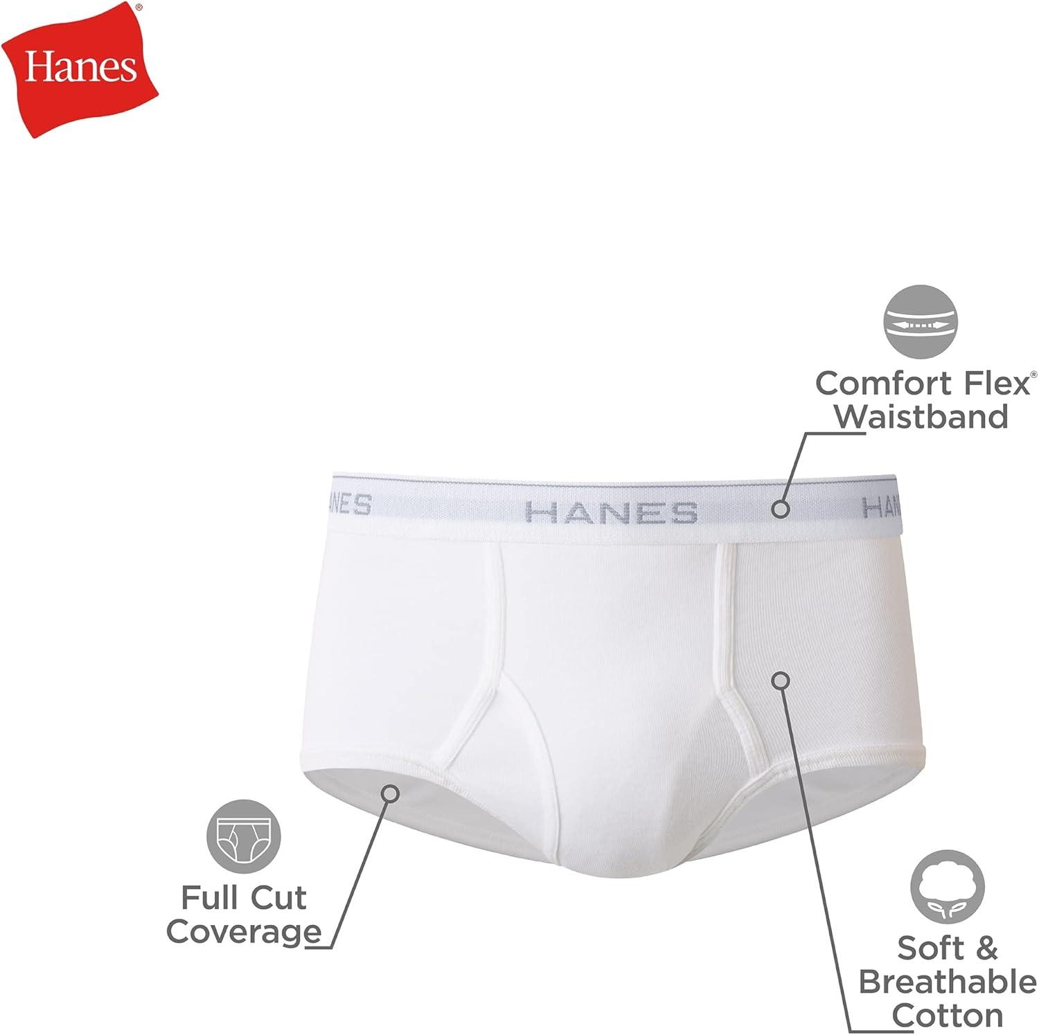 imageHanes Mens Underwear Brief Pack Full Rise Cotton Briefs MoistureWicking Underwear White MultipackWhite  6 Pack