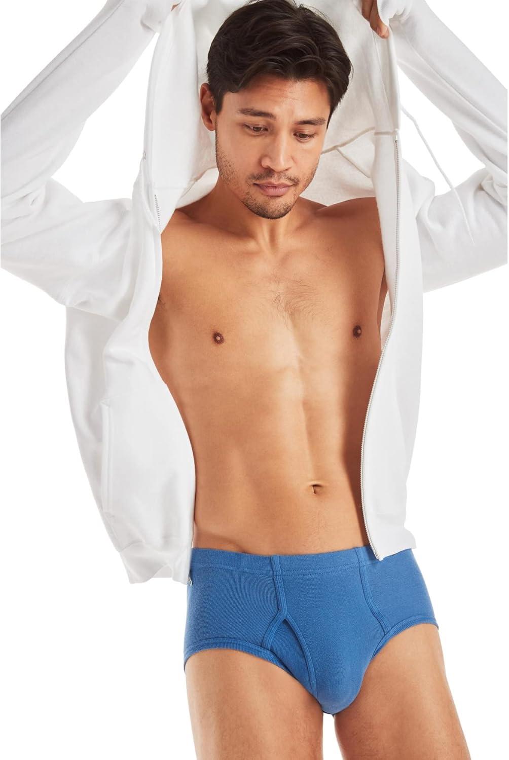 imageHanes Mens Underwear Briefs Cotton Mid Rise Briefs Covered Waistband Moisture Wicking MultiPackAssorted Solids 6pack