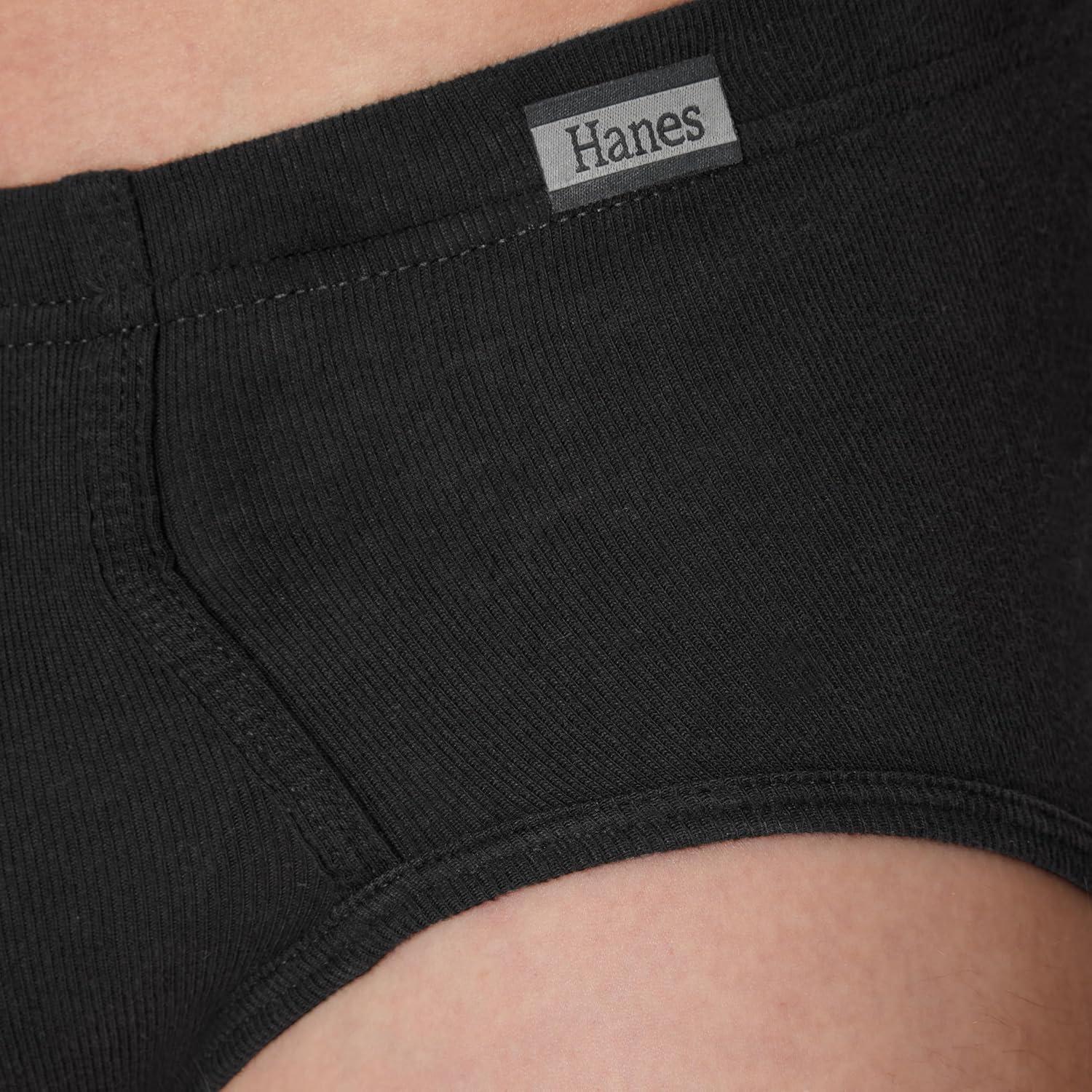 imageHanes Mens Underwear Briefs Cotton Mid Rise Briefs Covered Waistband Moisture Wicking MultiPackAssorted Solids 6pack