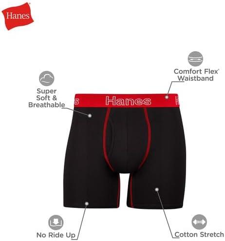 imageHanes Mens Underwear Stretch Cotton Boxer Briefs for Men Moisturewicking MultiPackSolid Black  6 Pack