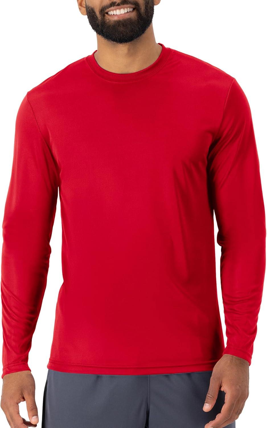 imageHanes Sport Mens LongSleeve TShirt Pack Cool DRI MoistureWicking Performance TShirts Performance Tee 2PackDeep Red