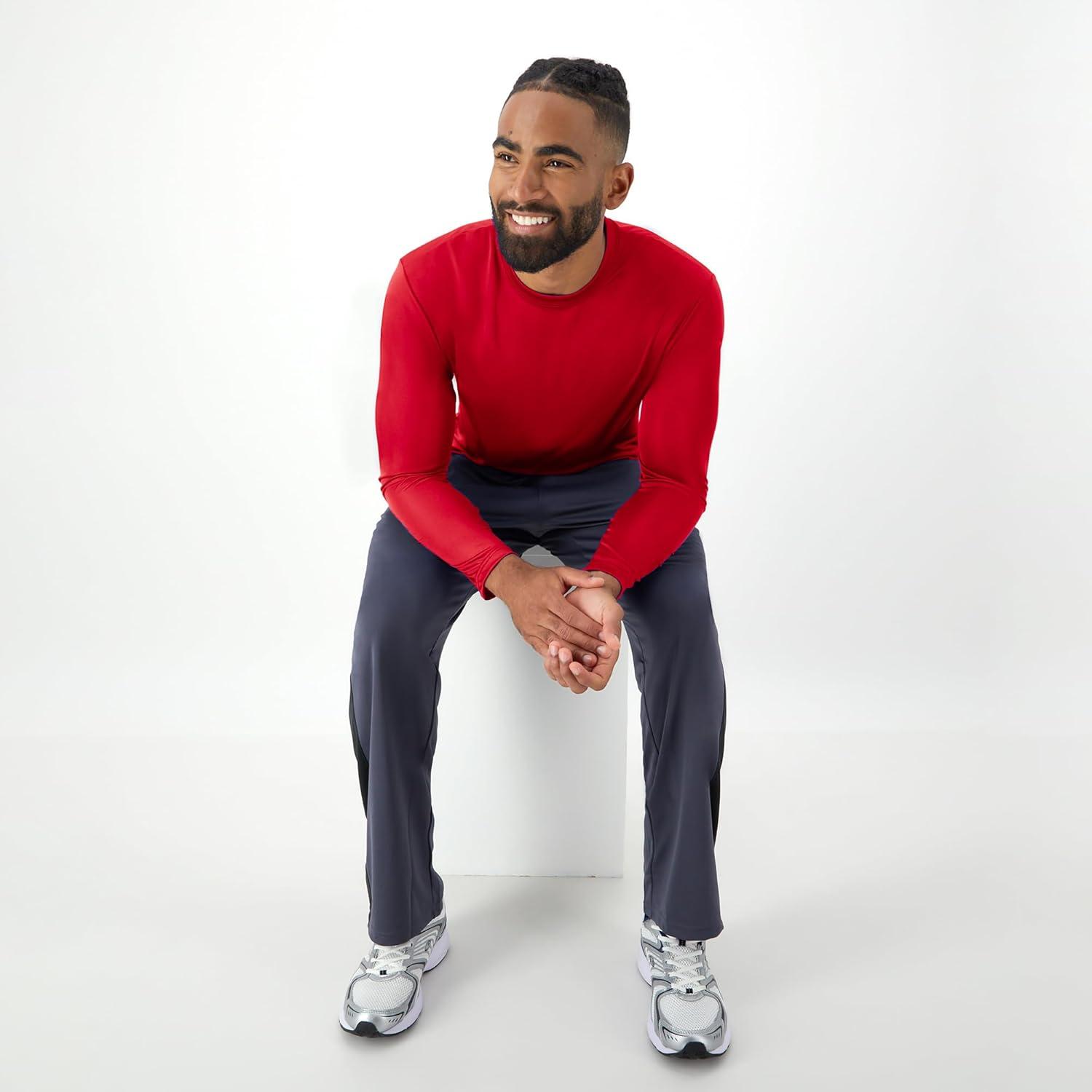 imageHanes Sport Mens LongSleeve TShirt Pack Cool DRI MoistureWicking Performance TShirts Performance Tee 2PackDeep Red