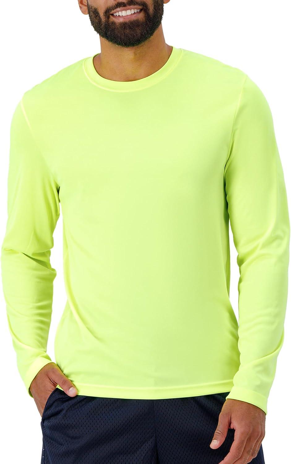 imageHanes Sport Mens LongSleeve TShirt Pack Cool DRI MoistureWicking Performance TShirts Performance Tee 2PackSafety Green  4 Pack