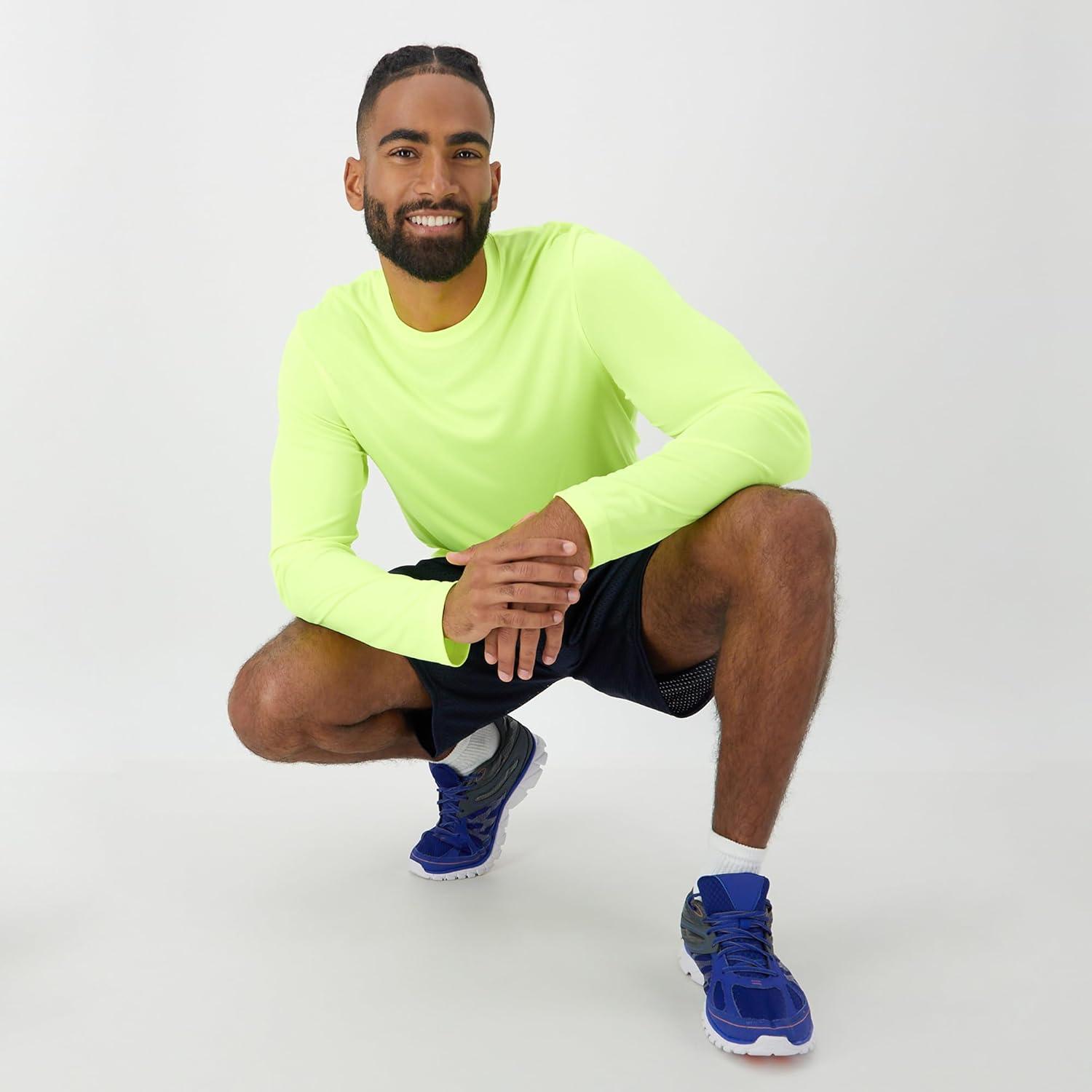 imageHanes Sport Mens LongSleeve TShirt Pack Cool DRI MoistureWicking Performance TShirts Performance Tee 2PackSafety Green  4 Pack