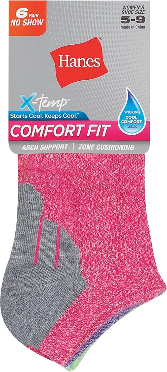 imageHanes Womens 6Pair Comfort Fit No Show SocksAssorted Colors