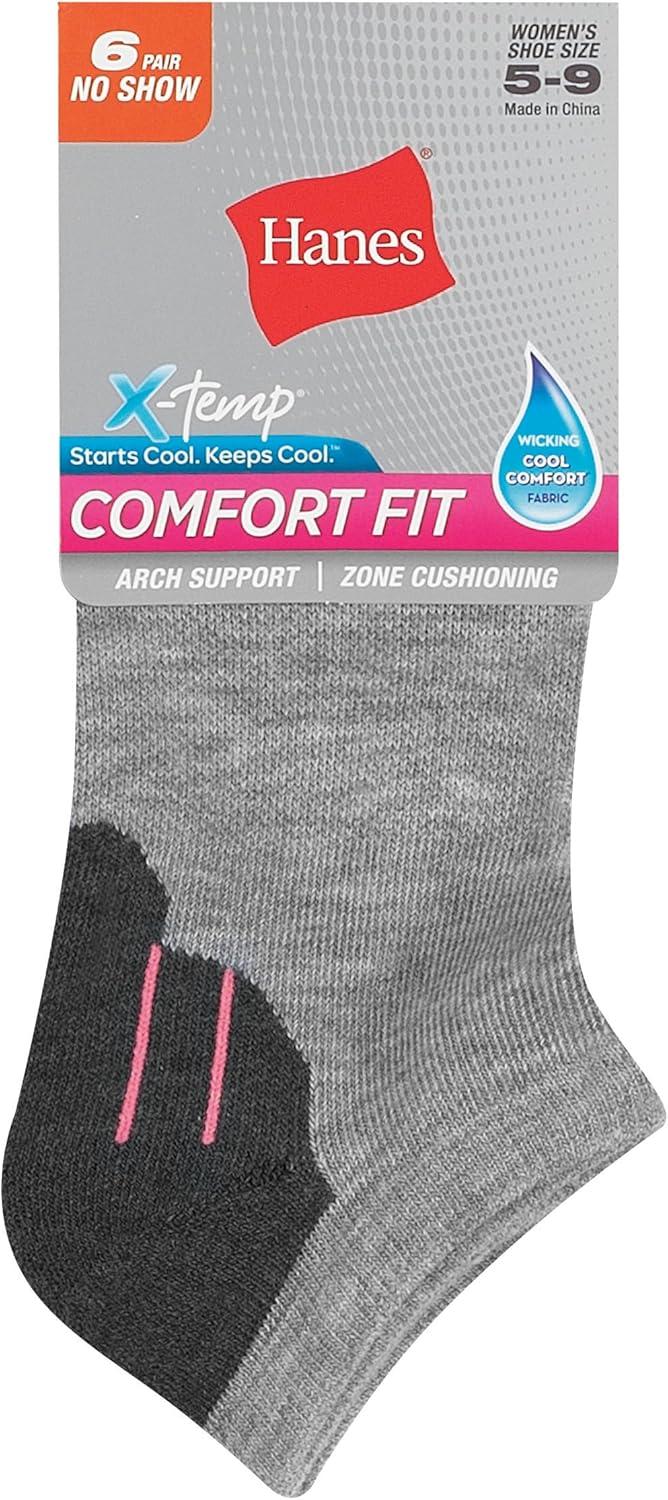 imageHanes Womens 6Pair Comfort Fit No Show SocksBlack