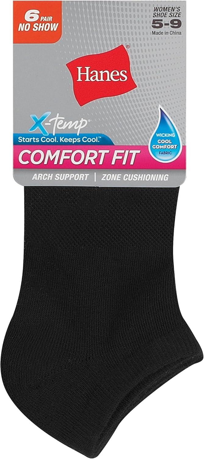 imageHanes Womens 6Pair Comfort Fit No Show SocksSolid Black