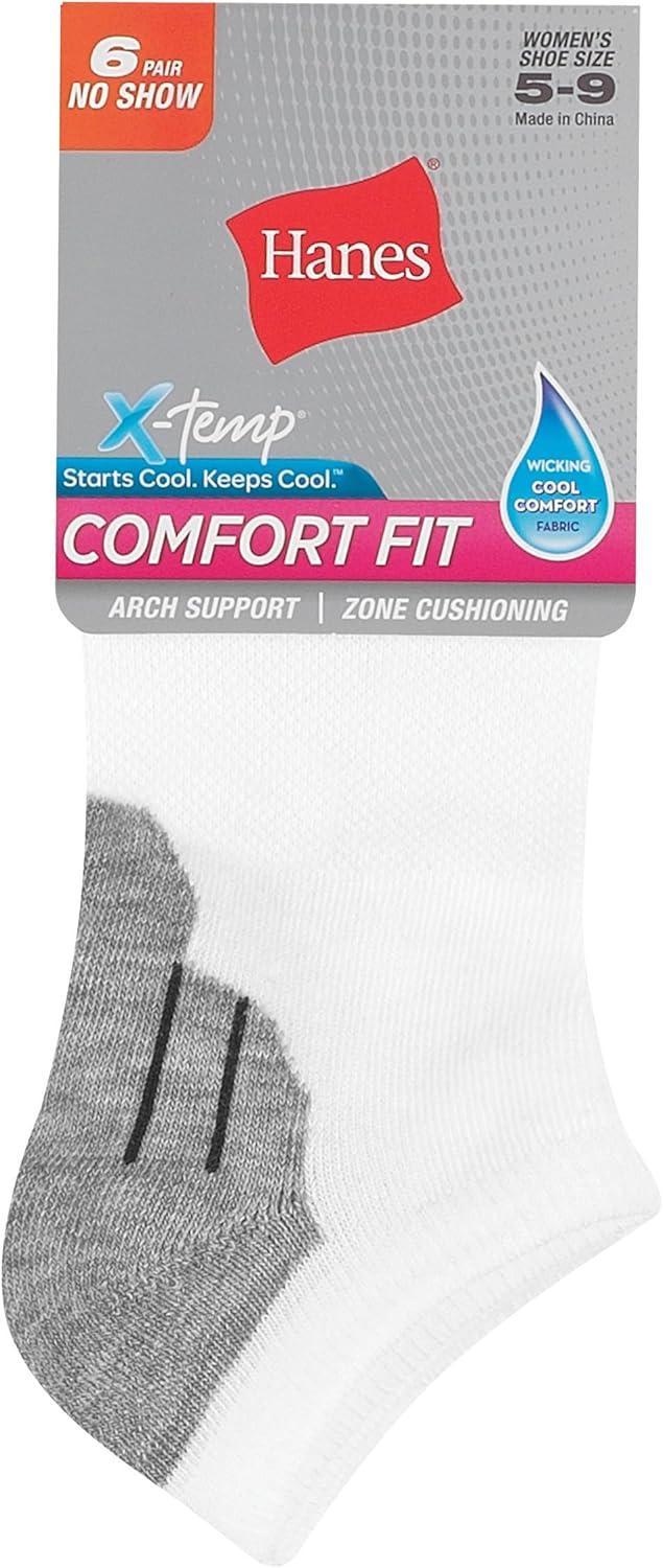 imageHanes Womens 6Pair Comfort Fit No Show SocksWhite