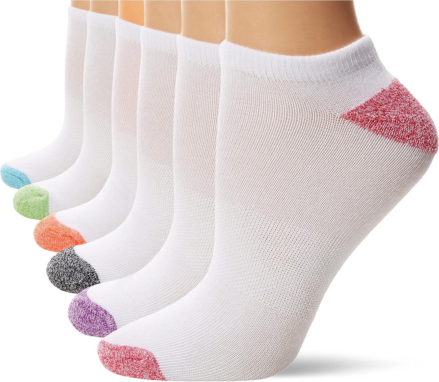 imageHanes Womens 6Pair Comfort Fit No Show SocksWhite With Color Heel  Toe