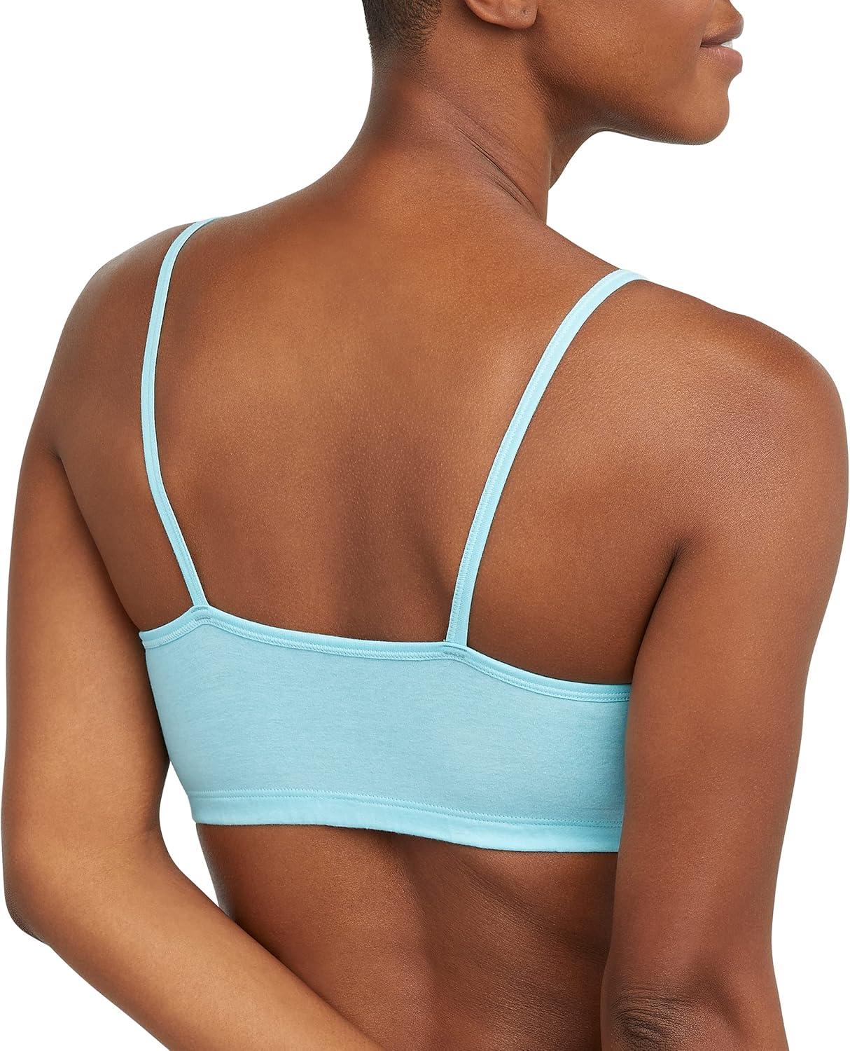 imageHanes Womens Cropped Bralette Pack 3Pack Breathable Crop Top Bras Solid or Assorted 3PackDenim JacketConcrete HeatherUltra Blue