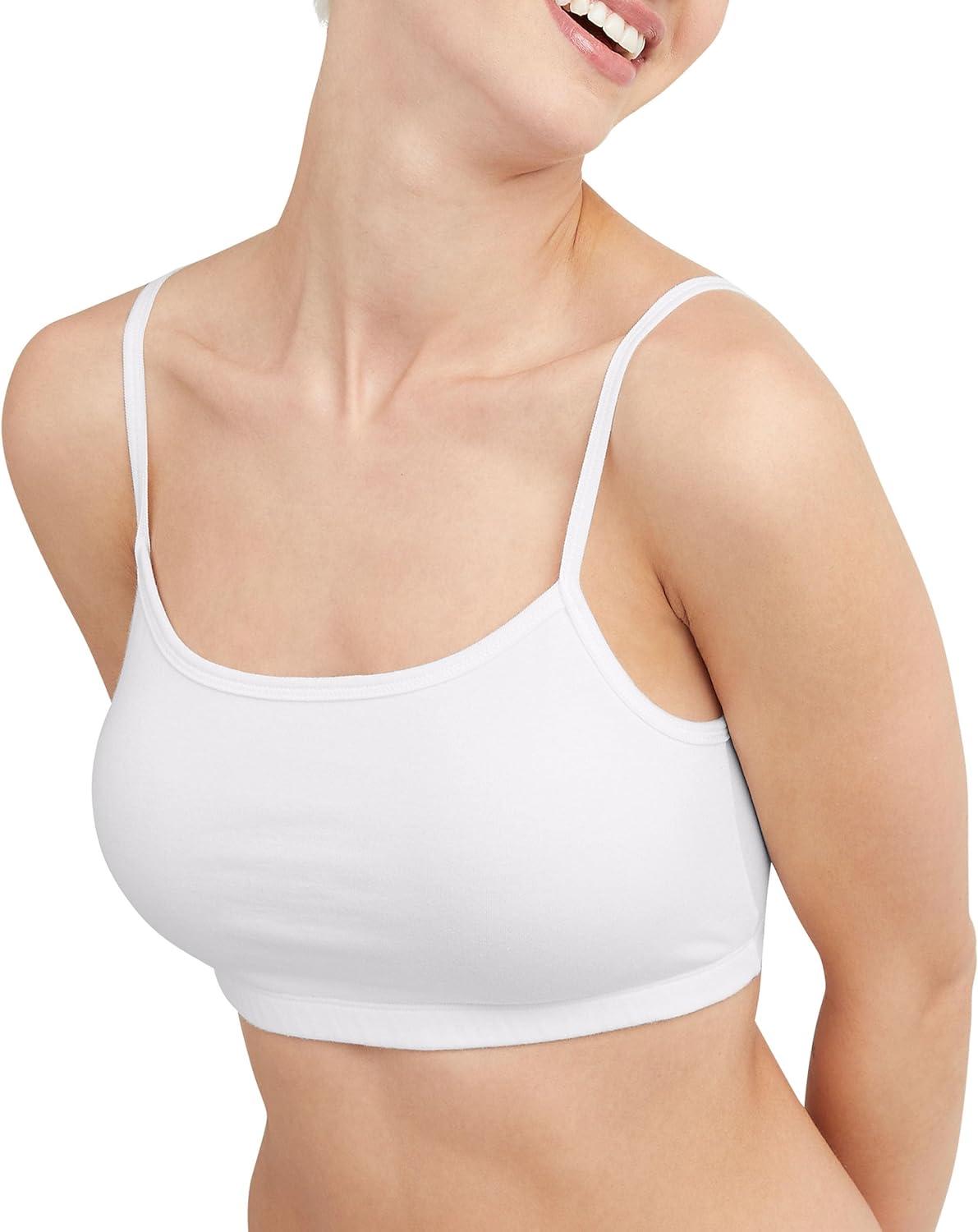 imageHanes Womens Cropped Bralette Pack 3Pack Breathable Crop Top Bras Solid or Assorted 3PackWhiteWhiteWhite