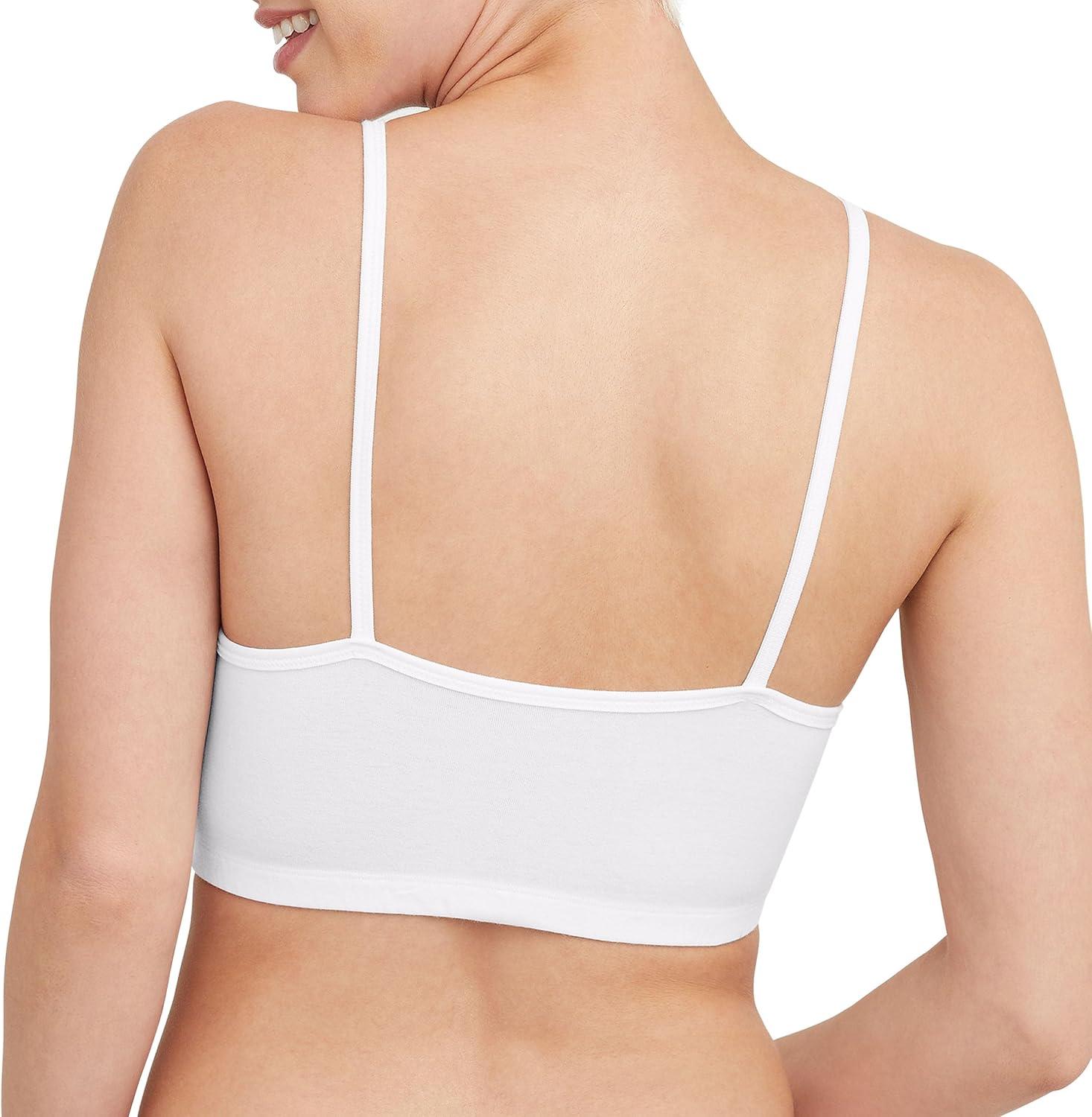 imageHanes Womens Cropped Bralette Pack 3Pack Breathable Crop Top Bras Solid or Assorted 3PackWhiteWhiteWhite