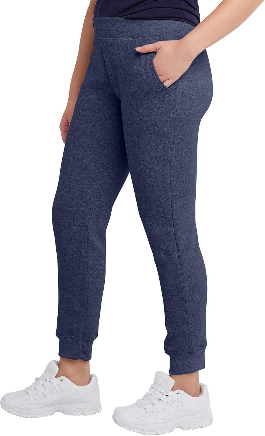 imageHanes Womens EcoSmart Joggers Midweight CottonBlend Fleece Sweatpants for WomenNavy Heather