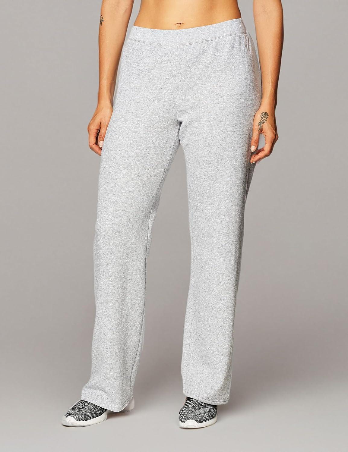 imageHanes Womens Sweatpants EcoSmart Fleece Pocketless OpenBottom Sweatpant Regular amp PetiteLight Steel