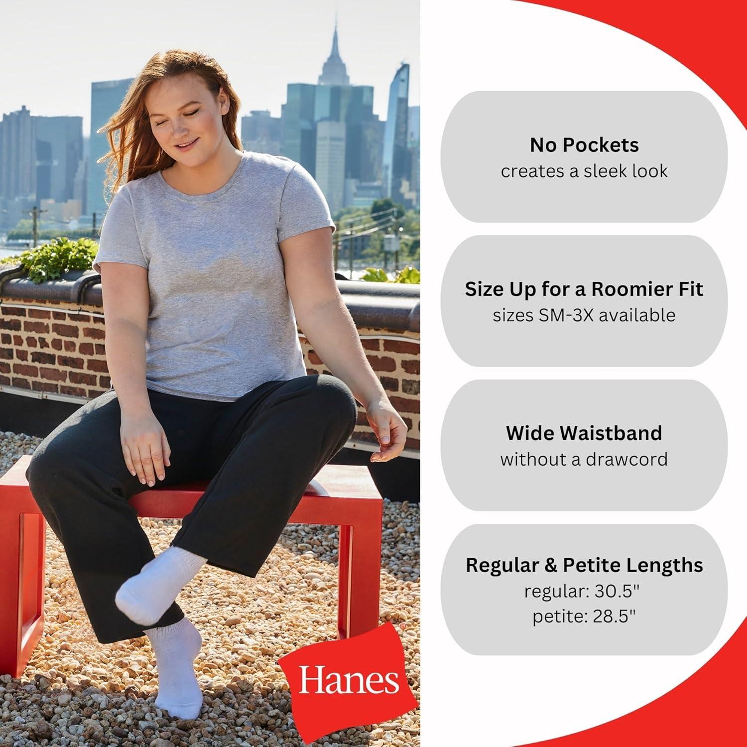 imageHanes Womens Sweatpants EcoSmart Fleece Pocketless OpenBottom Sweatpant Regular amp PetiteNavy Heather