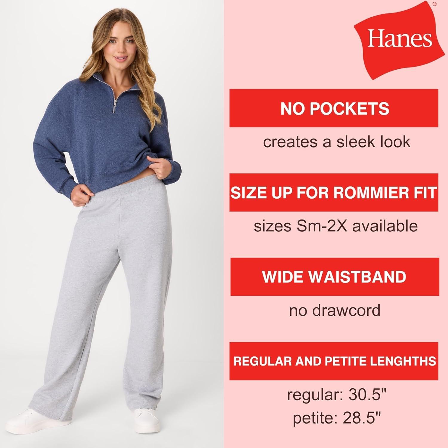imageHanes Womens Sweatpants EcoSmart Fleece Pocketless OpenBottom Sweatpant Regular amp PetiteViolet Splendor Heather