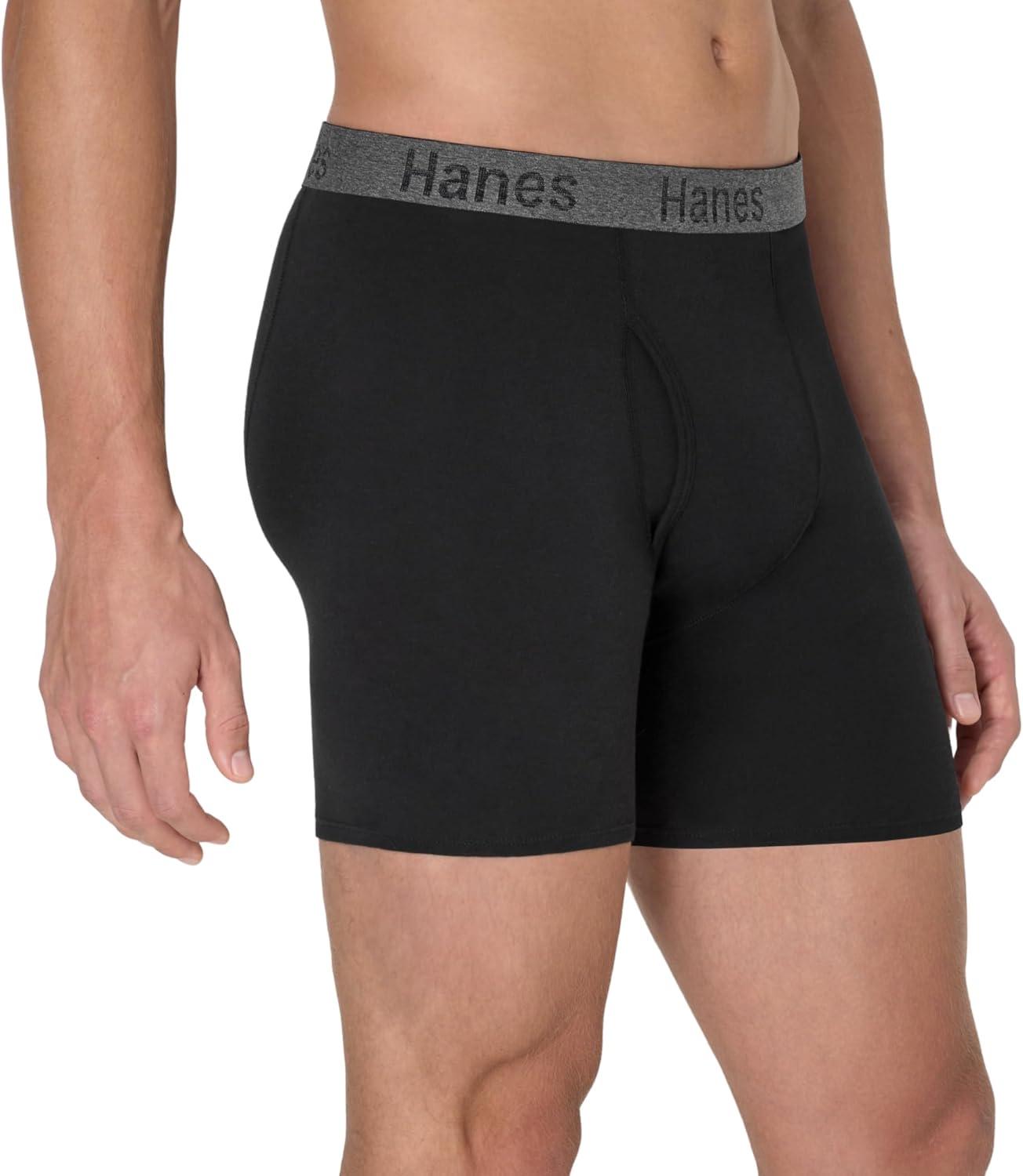 imageHanes mens Stay Dry Pouch Boxer Briefs Performance Stretch Boxer Brief With Leak Protection 3pack