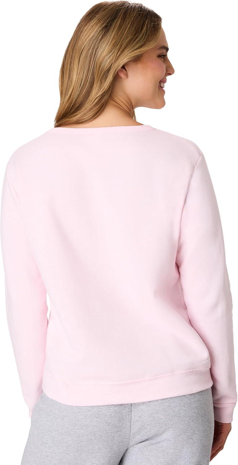 imageHanes womens Crewneck Sweatshirt Ecosmart Fleece Pullover With Vnotch Sweatshirt for WomenPale Pink