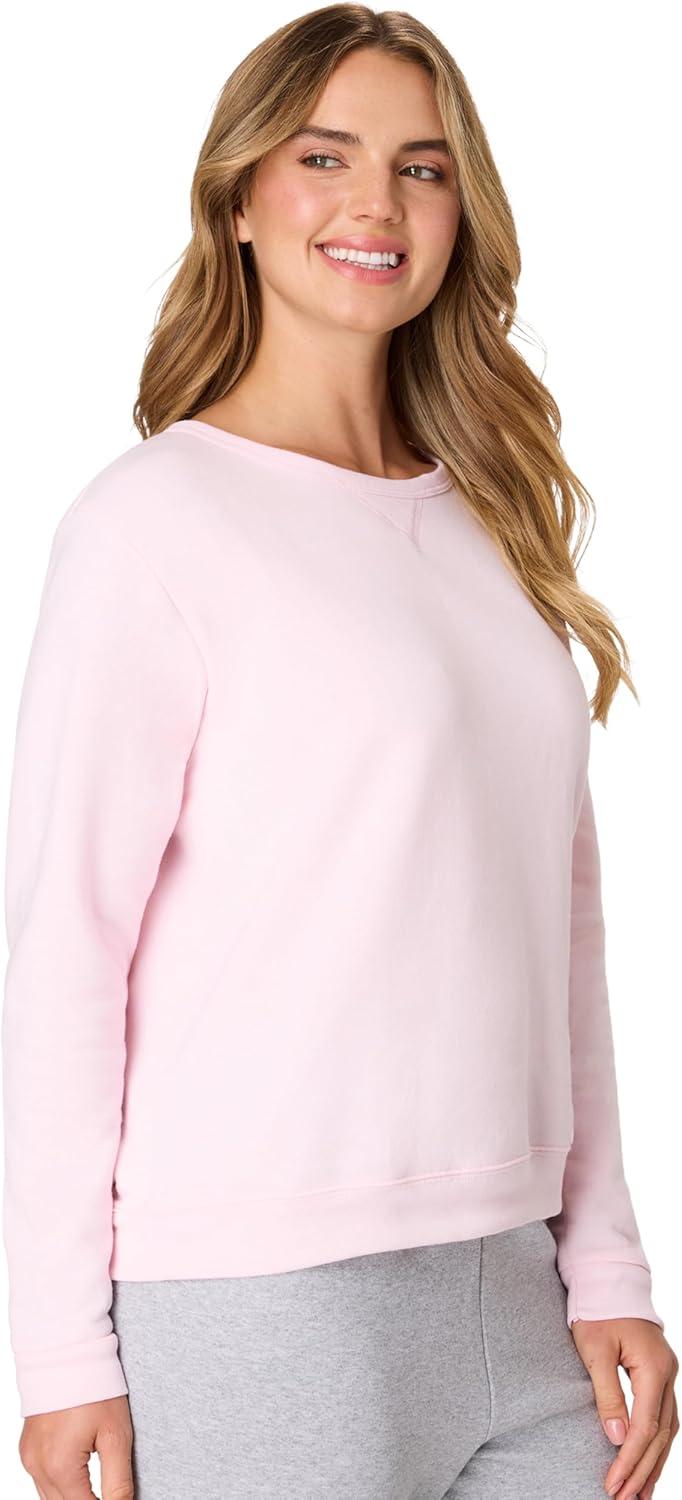 imageHanes womens Crewneck Sweatshirt Ecosmart Fleece Pullover With Vnotch Sweatshirt for WomenPale Pink