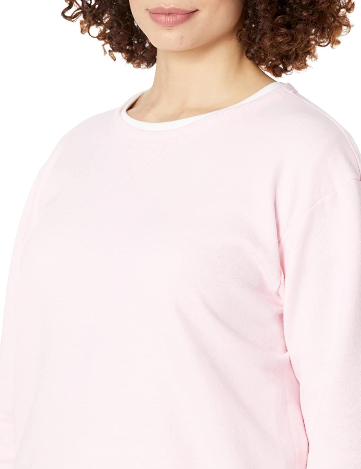 imageHanes womens Crewneck Sweatshirt Ecosmart Fleece Pullover With Vnotch Sweatshirt for WomenPale Pink