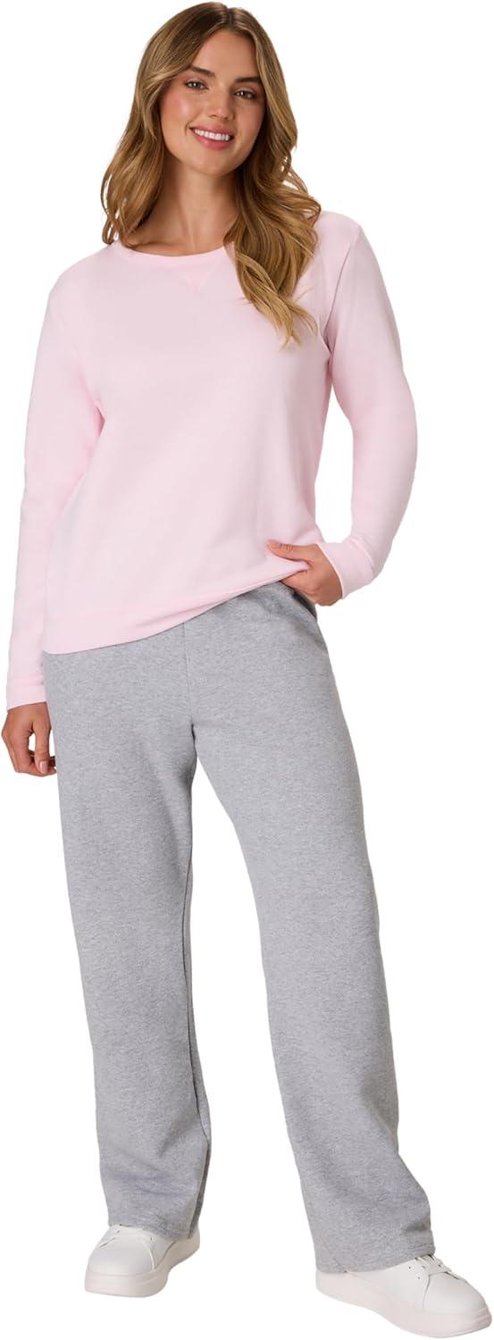 imageHanes womens Crewneck Sweatshirt Ecosmart Fleece Pullover With Vnotch Sweatshirt for WomenPale Pink