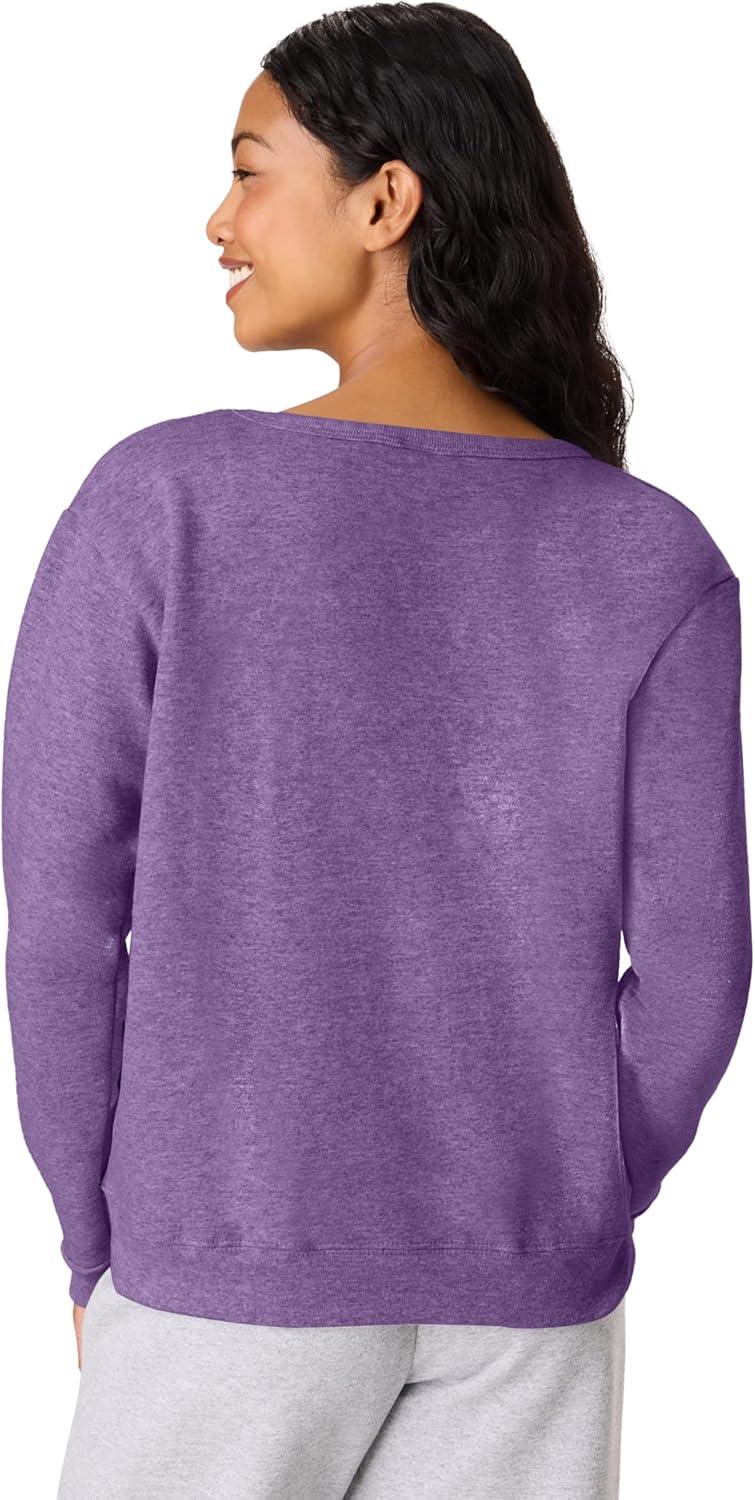 imageHanes womens Crewneck Sweatshirt Ecosmart Fleece Pullover With Vnotch Sweatshirt for WomenViolet Splendor Heather