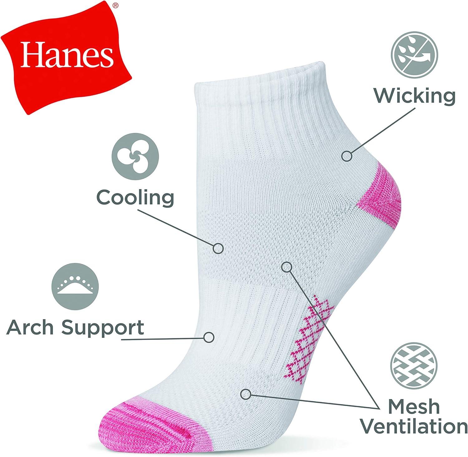 imageHanes womens Hanes Womens 6pair Lightweight Breathable Ventilation Ankle SocksWhite Assorted 6 Pack