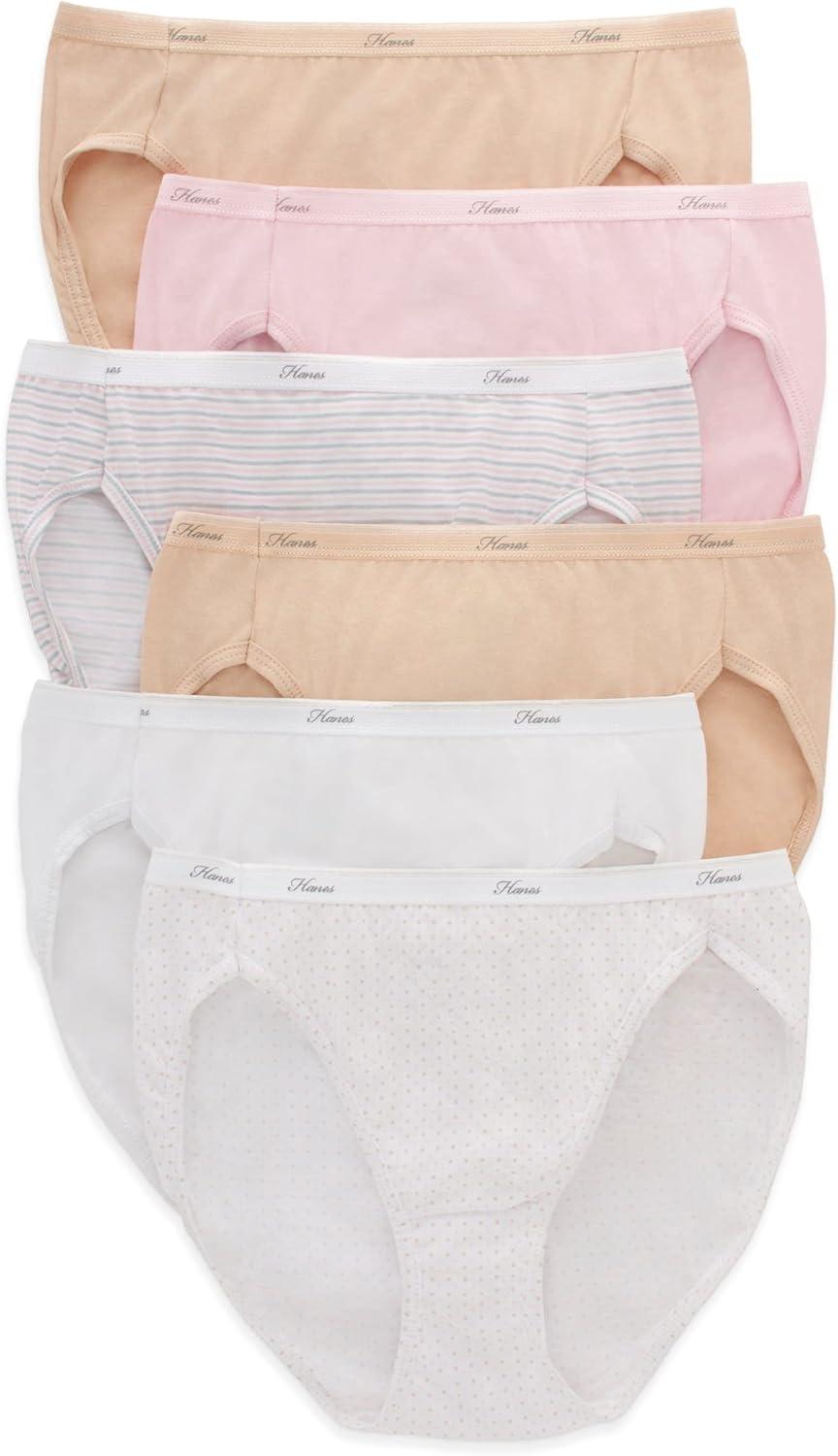 imageHanes womens HiCut Panties Pack Lightweight Cotton HiCuts 6Pack Retired Colors May VaryTaupeWhitePinkPrint Mix