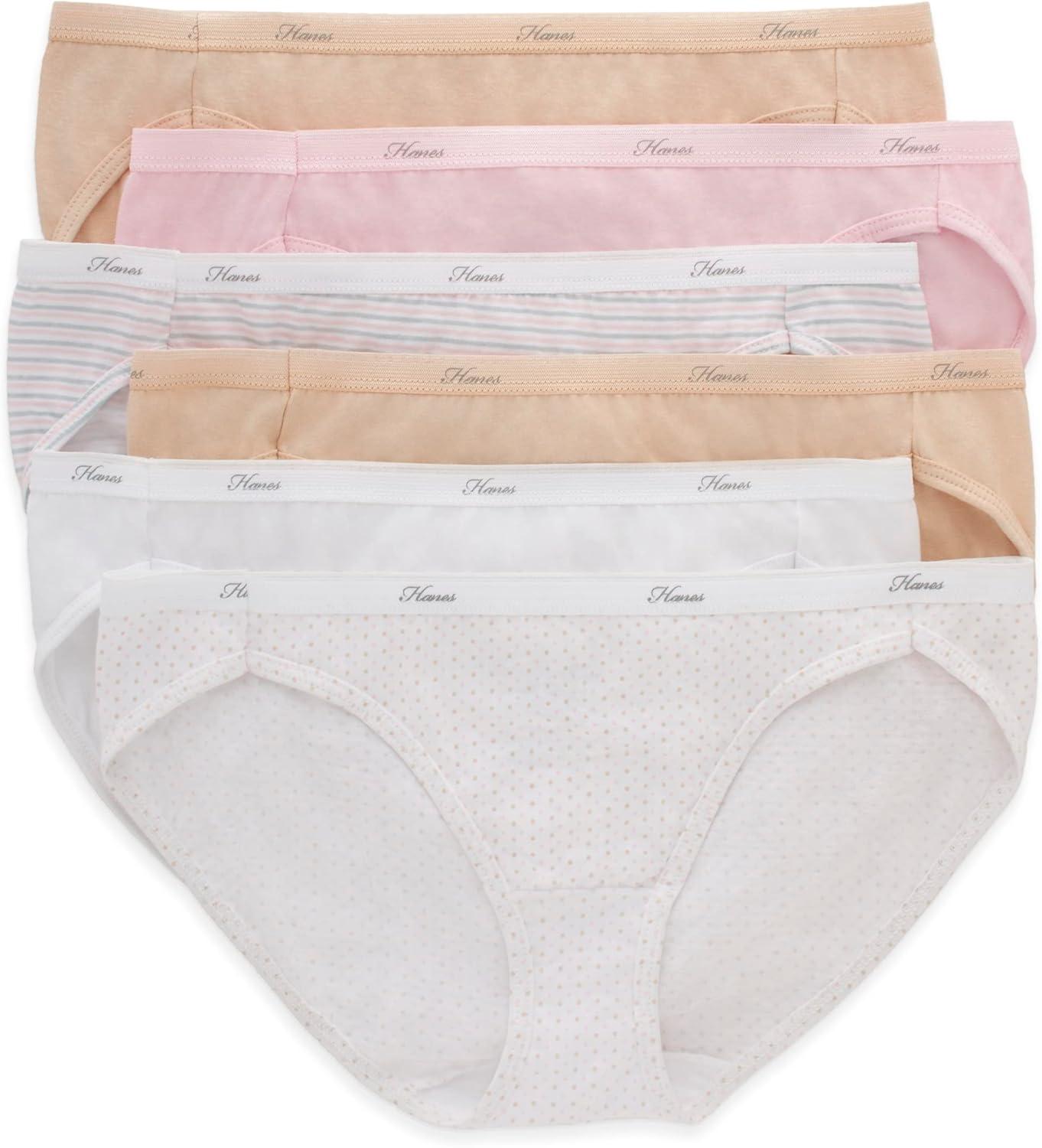 imageHanes womens HiCut Panties Pack Lightweight Cotton HiCuts 6Pack Retired Colors May VaryTaupeWhitePinkPrint Mix