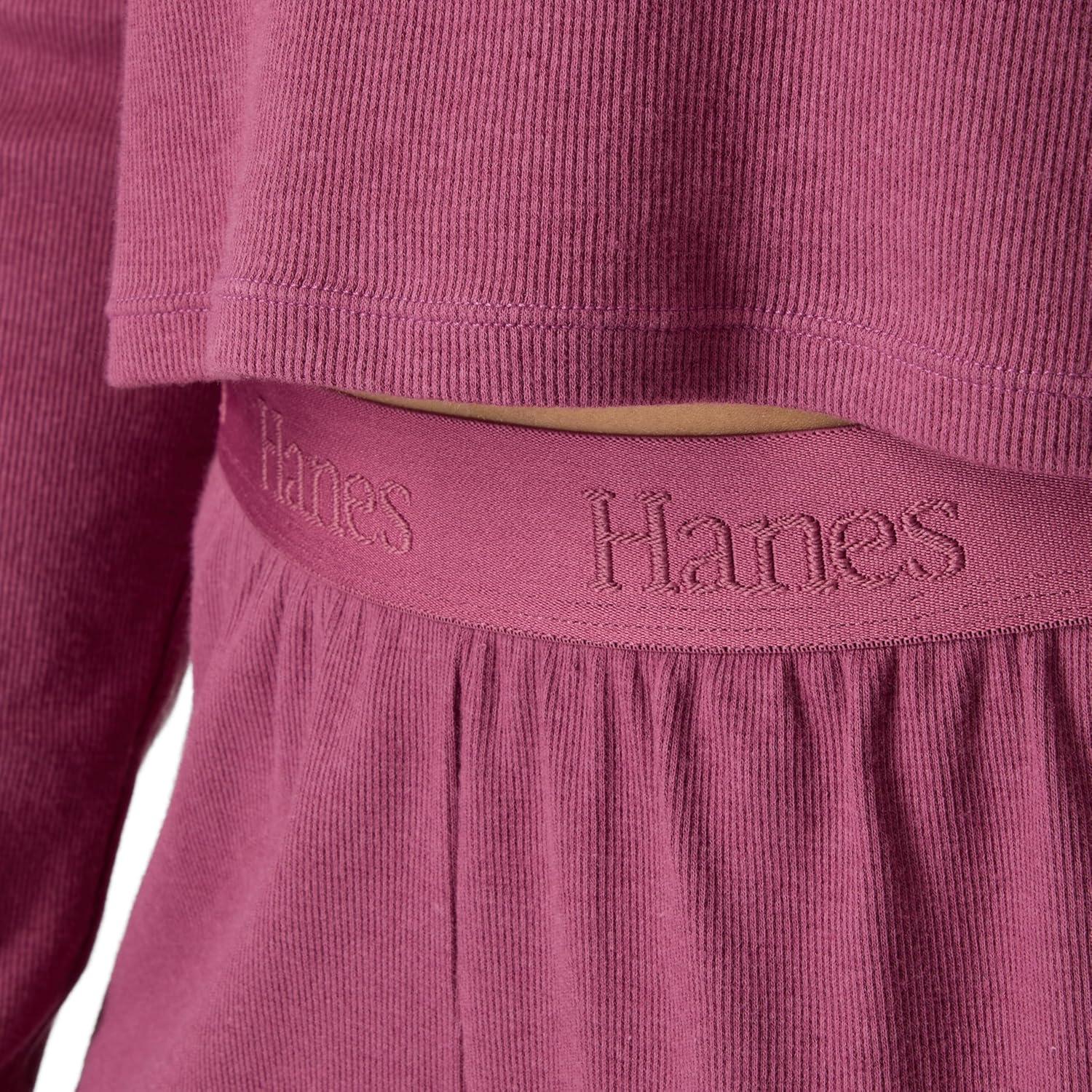 imageHanes womens Sleepwear Set Originals Supersoft Comfywear Longsleeve Top amp Sleep Shorts Loungewear Set for WomenMauve MoodMauve Mood