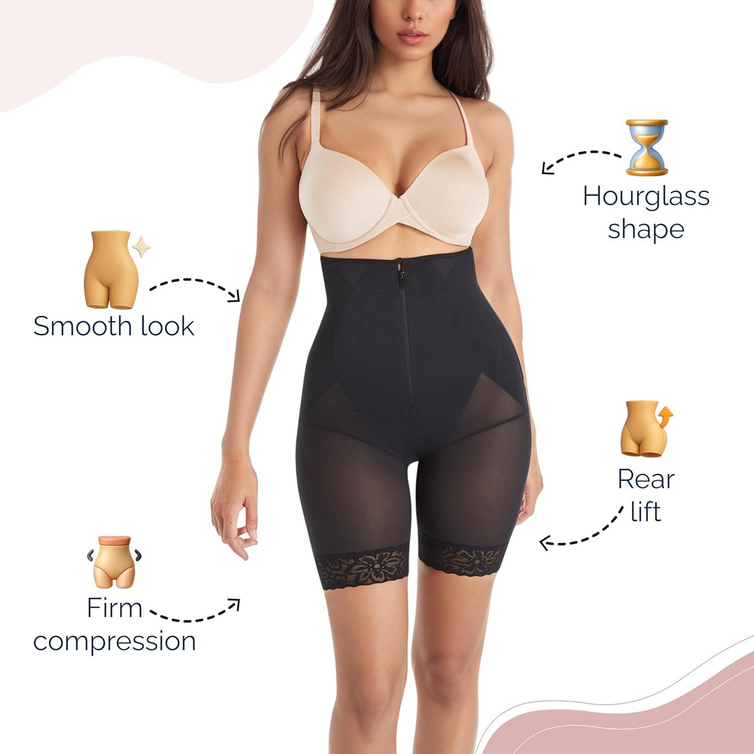 imageVoluptuosa Womens Shapewear Ultrafirm High Waisted Tummy Control Shaper Shorts Thigh Slimmer Hourglass ShapewearBlack