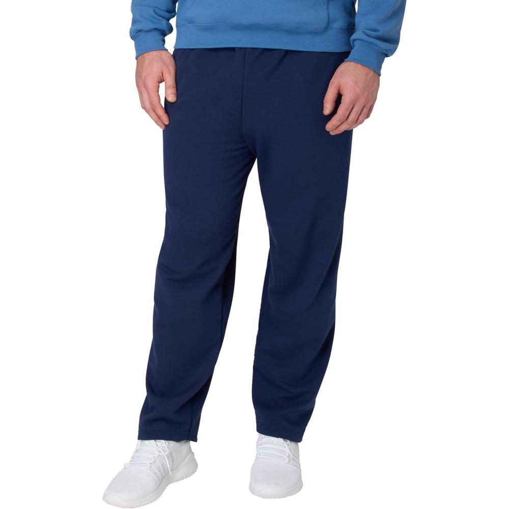 imageHanes Mens EcoSmart Sweatpants Athletic Lounge Pants with Pockets Open Hem Bottom Fleece PantsNavy