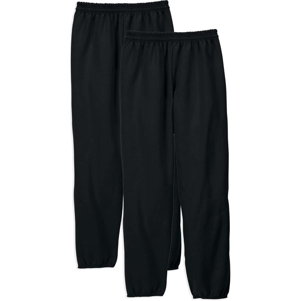imageHanes Mens Ecosmart Best Sweatpants Athletic Lounge Pants with Ced CuffsBlack  2 Pack