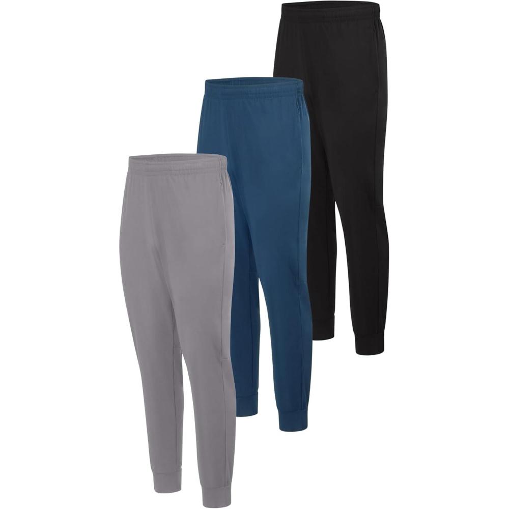 imageHanes Mens Joggers 3Pack Cool Dri Training MoistureWicking Casual Mens Athletic JoggersBlackNavyGraphite